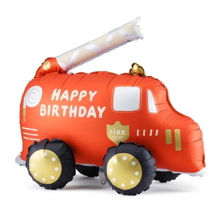 Palloncino in Foil 27" Standup Camion dei Pompieri "Happy Birthday" Veicoli