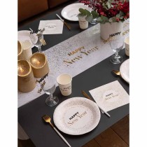 Piatto di Carta 23cm Capodanno Bianco "Happy New Year" 10pz Happy New Year Bianco