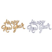 Confetti in Legno Sagomati "Happy New Year" Argento e Oro 10pz Confetti Eventi e Festività