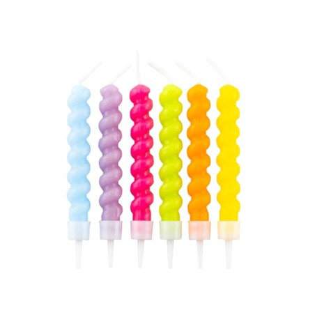 Candelina 6cm a Spirale Colori Assortiti 6pz Candeline Stelo