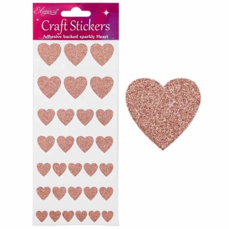 Stickers sagomati Cuore Rose Gold Glitterato 30pz Decorazioni Oaktree