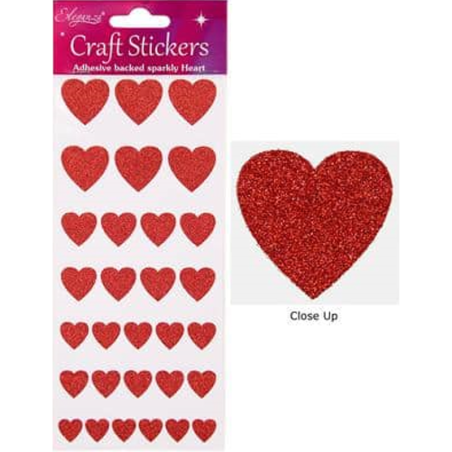Stickers sagomati Cuore Rosso Glitterato 30pz Decorazioni Oaktree