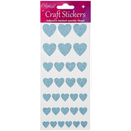 Stickers sagomati Cuore Celeste Glitterato 30pz Decorazioni Oaktree