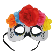 Mascherina "Catrina" con Fiori Multicolor Accessori Persona Halloween