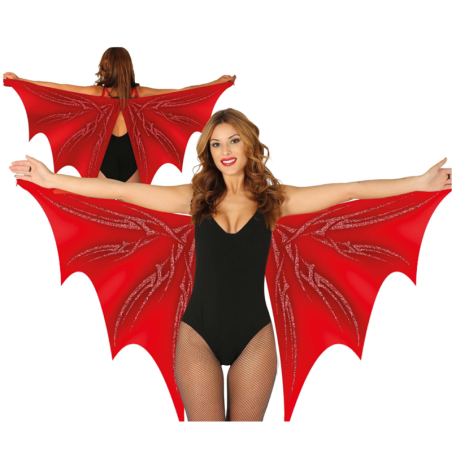 Ali da Pipistrello in Stoffa Rossa Accessori Persona Halloween