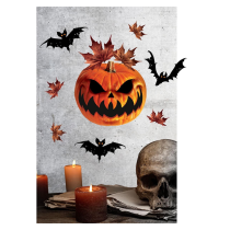Adesivi da Parete Zucca e Pipistrello "Halloween" 10pz Addobbi e Festoni Halloween