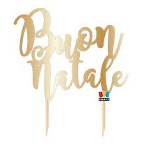Cake Topper di Carta 15cm Oro Metallizzato sagomato "Buon Natale" Accessori Tavola Natale e Capodanno