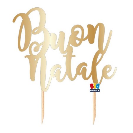 Cake Topper di Carta 15cm Oro Metallizzato sagomato "Buon Natale" Accessori Tavola Natale e Capodanno
