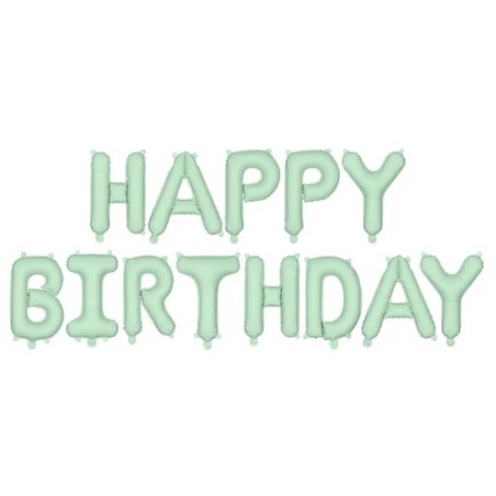 Palloncino in Foil 18" Happy Birthday Verde Pastello Generico