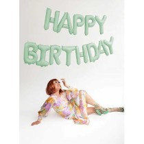 Palloncino in Foil 18" Happy Birthday Verde Pastello Generico