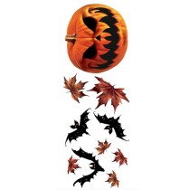 Adesivi da Parete Zucca e Pipistrello "Halloween" 10pz Addobbi e Festoni Halloween