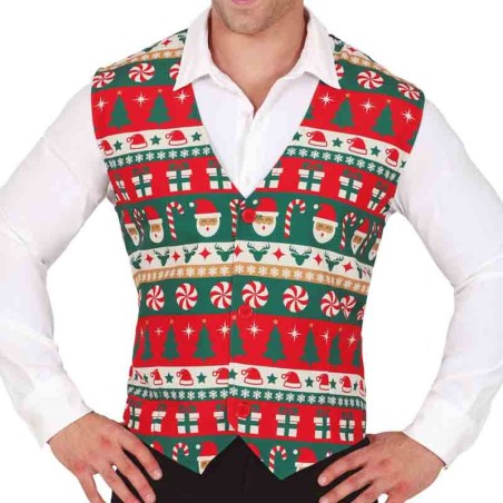Gilet con Simboli Natalizi "Merry Christmas" Accessori Persona Natale e Capodanno