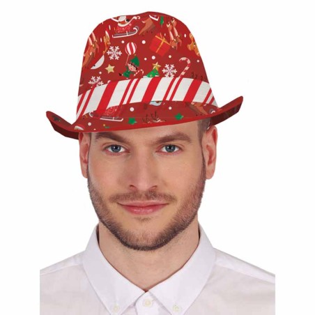 Cappello in Tessuto Rosso con Simboli di Natale Accessori Persona Natale e Capodanno