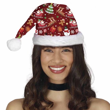 Cappello di Babbo Natale in Tessuto Natalizio Rosso Accessori Persona Natale e Capodanno