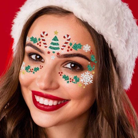Gioielli Adesivi Albero di Natale e Candy Cane con Glitter Accessori Persona Natale e Capodanno