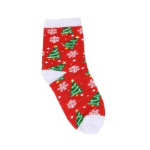 Calzini Natalizi Rossi con Albero di Natale e Fiocchi di Neve Tg. 37-41 Accessori Persona Natale e Capodanno