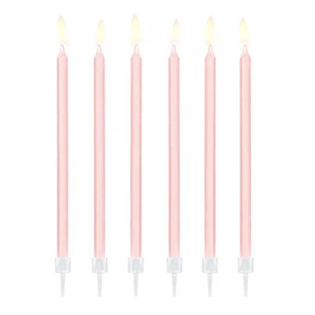 Candelina Stelo 14cm Rosa Pastello 12pz Candeline Stelo
