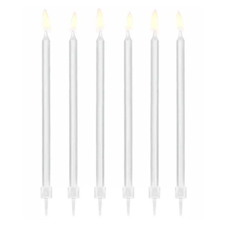 Candelina Stelo 14cm Bianco 12pz Candeline Stelo