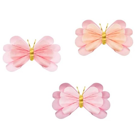 Farfalle in Carta Velina Rosa 3pz Decorazioni