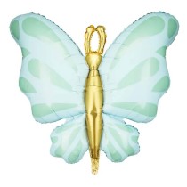 Palloncino in Foil 40" Super Shape Farfalla Verde e Oro Farfalle e Unicorni