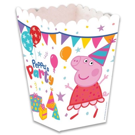 Box Porta Caramelle o Popcorn di Carta con Peppa Pig Party 12pz Peppa Pig
