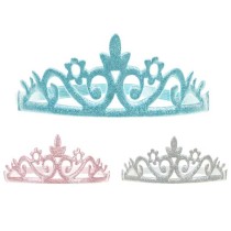 Coroncina da Principessa Glitterata Celeste, Rosa e Argento 3pz Corone e Coroncine