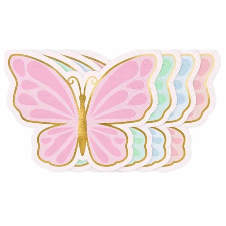 Tovagliolino di Carta 32x24cm sagomato Farfalla 12pz Farfalle e Unicorni
