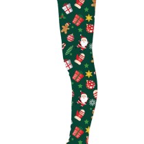 Leggings Verdi con Simboli Natalizi Accessori Persona Natale e Capodanno