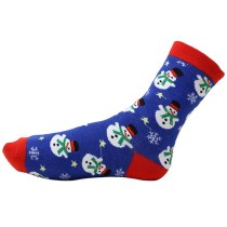 Calzini Natalizi Blu con Pupazzi e Fiocchi di Neve Tg. 42-48 Accessori Persona Natale e Capodanno