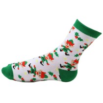 Calzini Natalizi Bianchi con Elfi e Vischio Tg. 37-41 Accessori Persona Natale e Capodanno