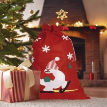 Sacco Di Babbo Natale Boland 13395, Rosso, 60x100 Cm, In Tessuto Feltro, Riutilizzabile Per Regali Di Natale