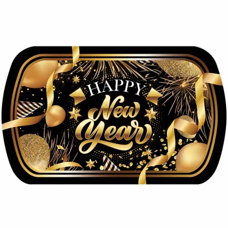 Vassoio in Melamina Capodanno Nero e Oro "Happy New Year" Happy New Year Nero
