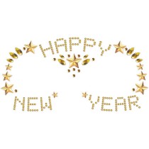 Gioielli Adesivi 3D con Pietre Oro per Capodanno "Happy New Year" Accessori Persona Natale e Capodanno