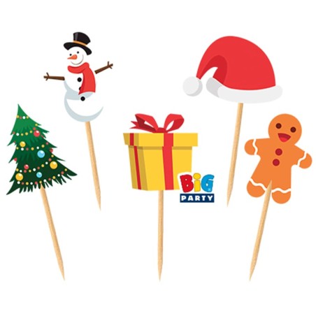 Picks di Natale Assortiti 25pz Accessori Tavola Natale e Capodanno