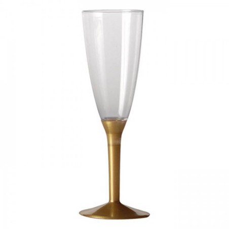 Flute Crystal Trasparente 130cc con Gambo Oro 12pz Calici Flute