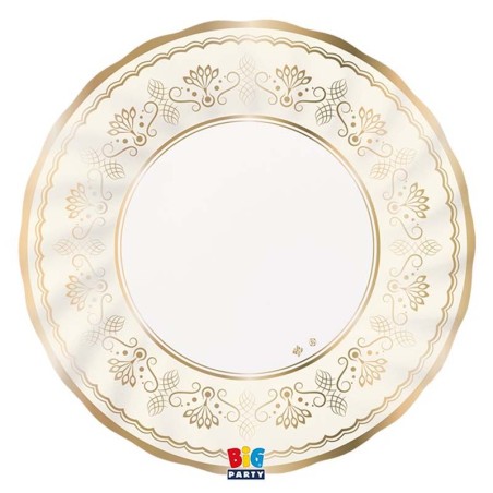 Piatto di Carta 25cm Avorio e Oro "Royal Ivory Gold" 6pz Royal Ivory Gold