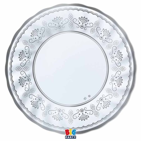 Piatto di Carta 30cm Bianco e Argento "Royal Silver" 6pz Royal Silver