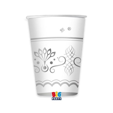 Bicchiere di Carta 250ml Bianco e Argento "Royal Silver" 6pz Royal Silver