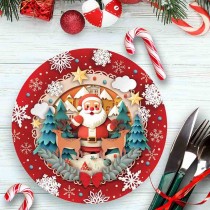 Piatto di Carta 23cm Babbo Natale e Fiocchi di Neve 6pz Outlet Natale