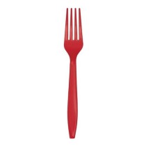 Forchetta di Plastica Riutilizzabile Rosso 24pz Posate di Plastica