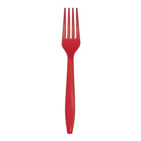 Forchetta di Plastica Riutilizzabile Rosso 24pz Posate di Plastica