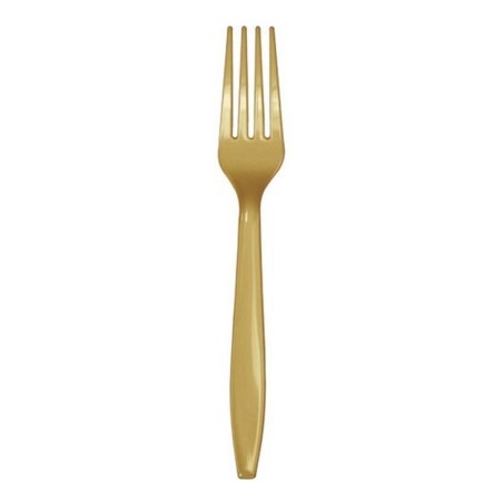 Forchetta di Plastica Riutilizzabile Oro 24pz Posate di Plastica
