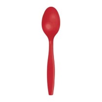 Cucchiaio di Plastica Riutilizzabile Rosso 24pz Posate di Plastica
