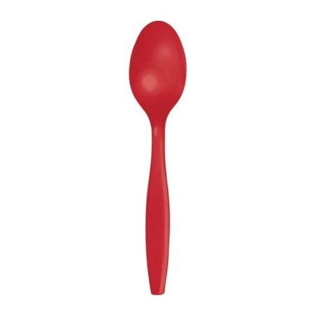 Cucchiaio di Plastica Riutilizzabile Rosso 24pz Posate di Plastica