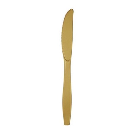 Coltello di Plastica Riutilizzabile Oro 24pz Posate di Plastica