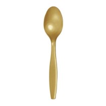 Cucchiaio di Plastica Riutilizzabile Oro 24pz Posate di Plastica