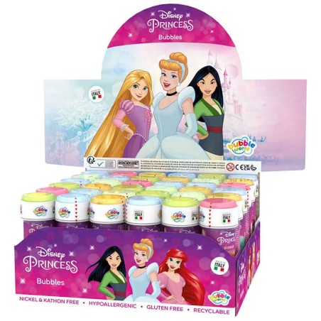 Bolle di Sapone a Tema Principesse Disney "Princess Bubbles" da 60ml - 36pz Bolle di Sapone
