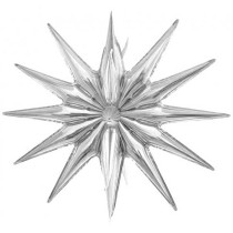 Palloncino in Foil 20" Stella 3D Argento "Star" Stelle 3D