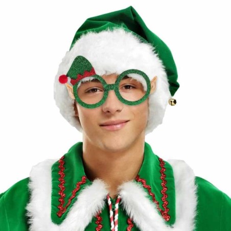 Occhiali Natalizi Glitter Verde da Elfo Accessori Persona Natale e Capodanno