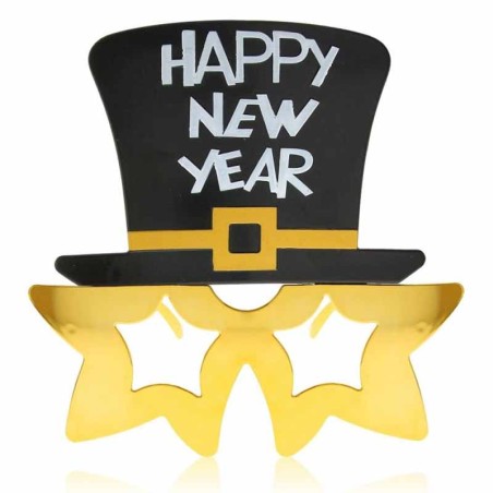 Occhiali sagomati Stelle e Cilindro "Happy New Year" Accessori Persona Natale e Capodanno